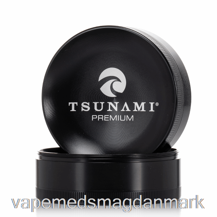 Engangs Vape Danmark Tsunami 2,95 Tommer 4-delt Sunken Top Grinder Sort (75mm)